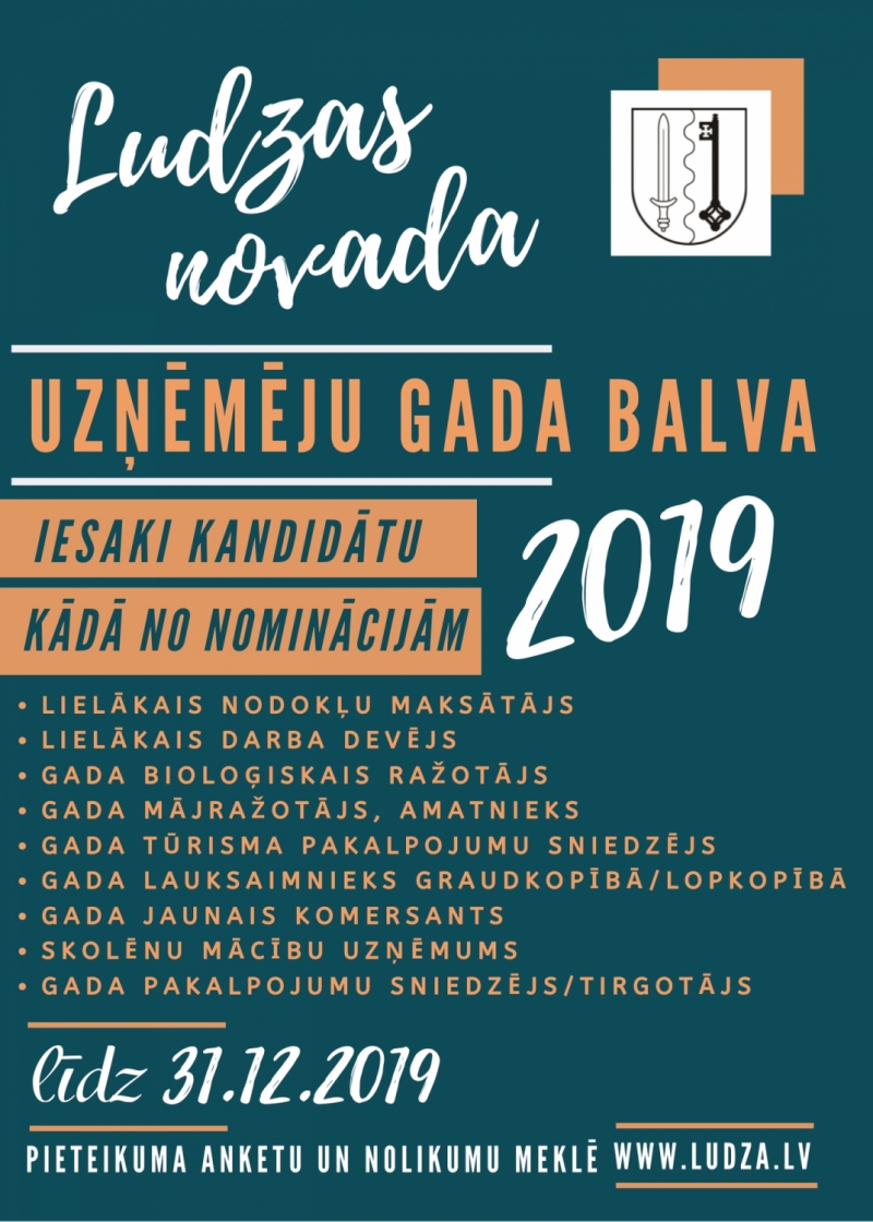 Aicina pieteikt kandidātus konkursam “Ludzas novada Uzņēmēju gada balva 2019”